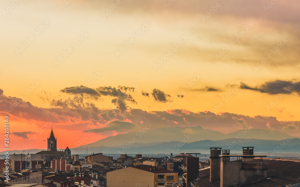 sunset over city of spain