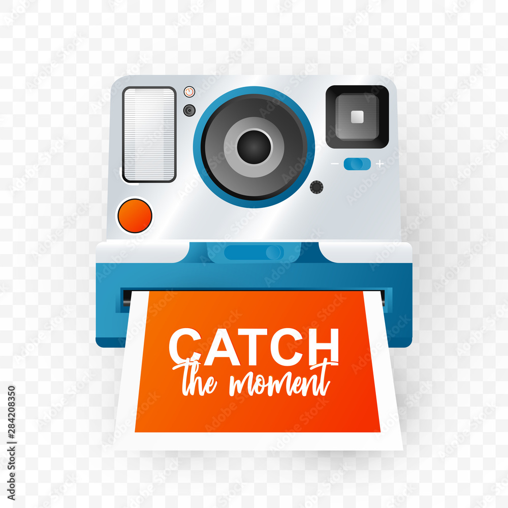 Obraz premium Isolated flat camera with photo in retro style