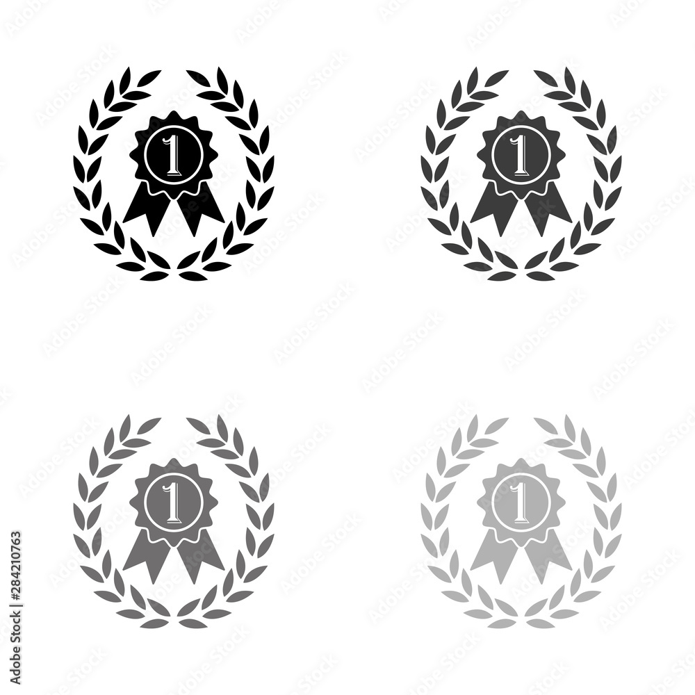 .Medal with wreath - black vector icon