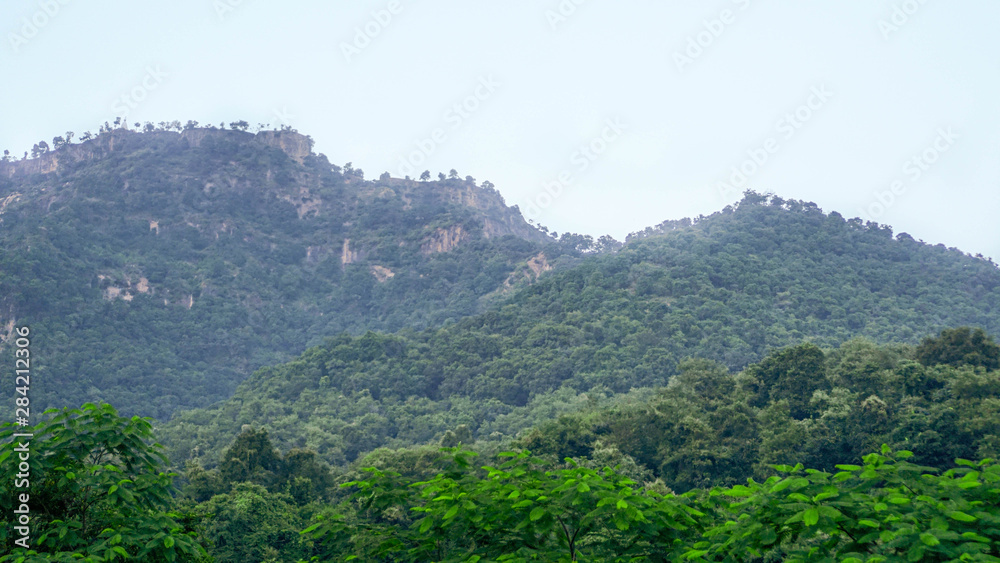 Fototapeta premium Indian mountain ranges in rainy weather in Maharashtra, a unique tourist attraction
