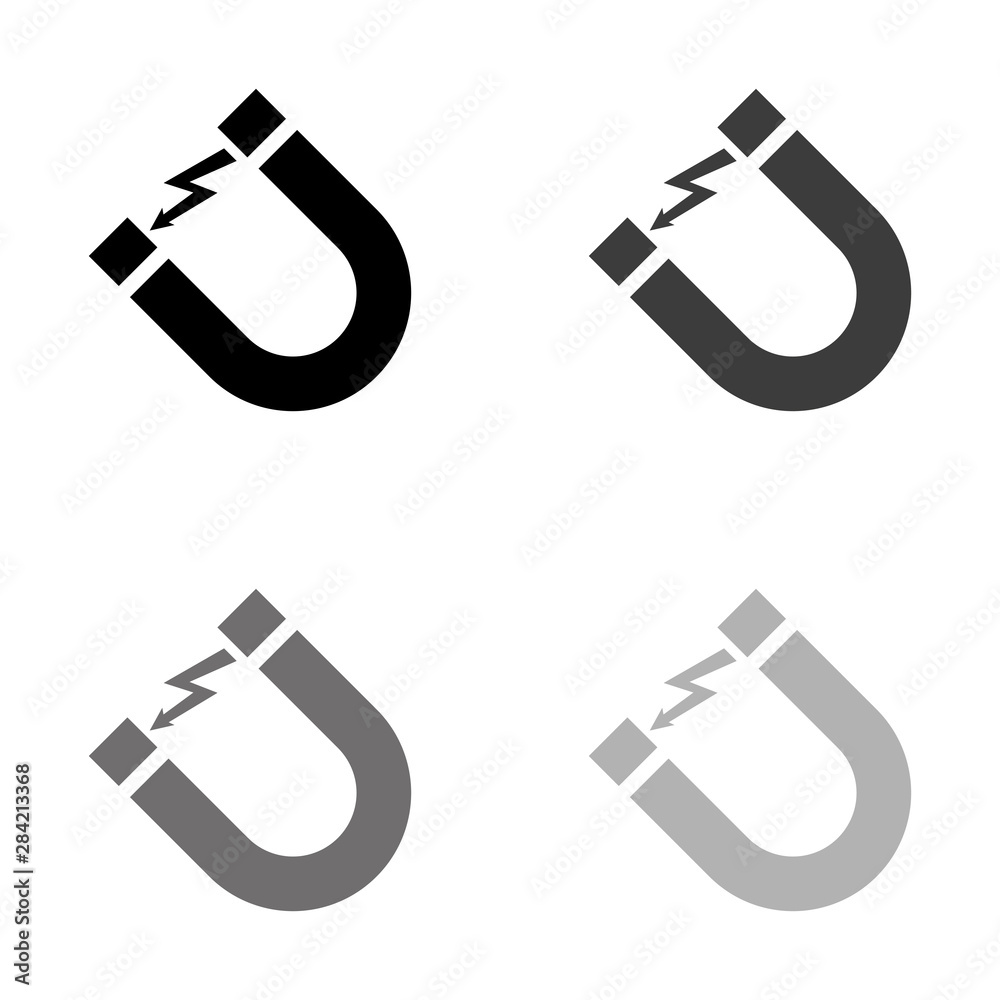.Attention magnet sign - black vector icon .Attention magnet sign - black vector icon