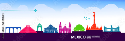 Mexico travel destination grand vector illustration.