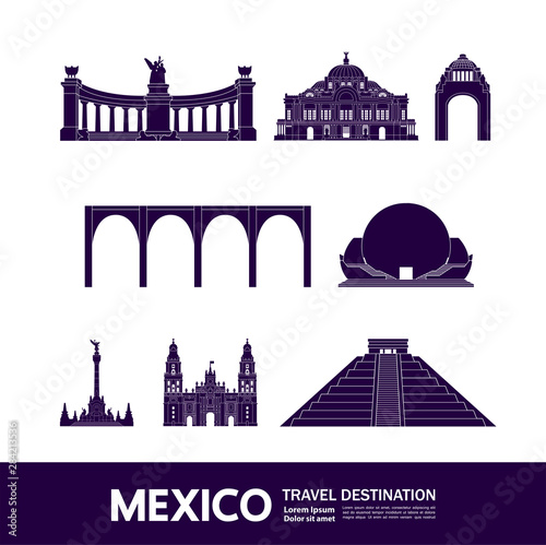 Mexico travel destination grand vector illustration.