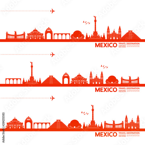 Mexico travel destination grand vector illustration.