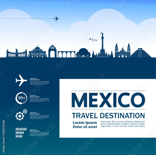 Mexico travel destination grand vector illustration.