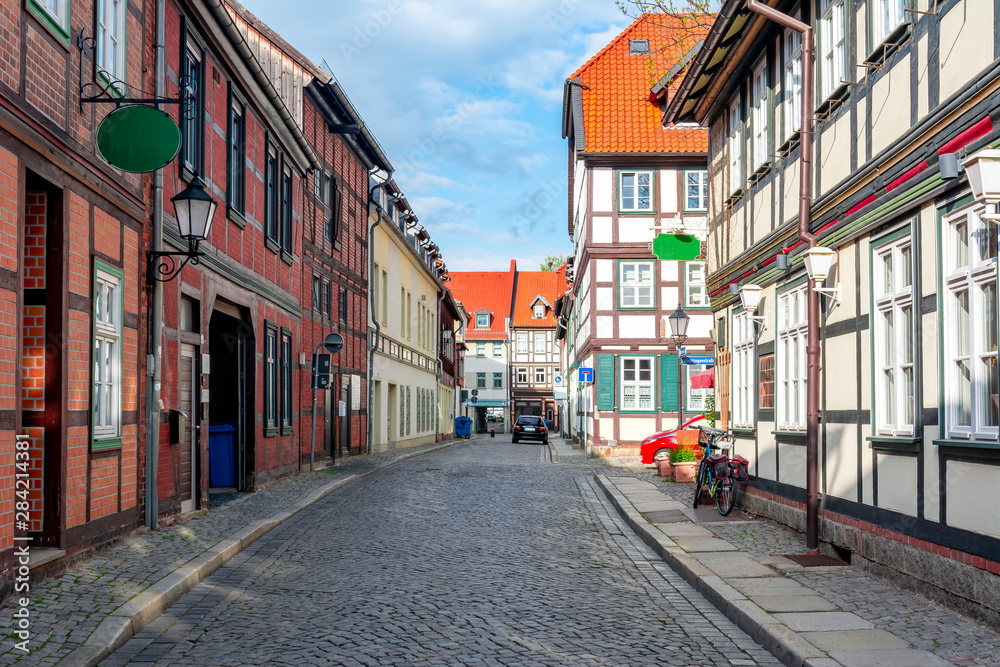 Architecture of Wernigerode old town with half-timbered houses, Germany