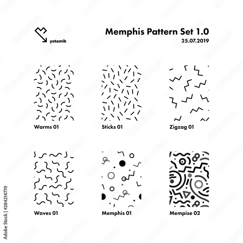 Retro Memphis Abstract Patterns 6 Vectors Set for Any Use