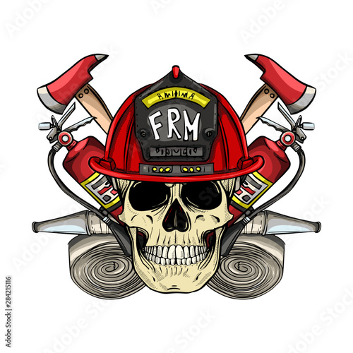 Sketch fireman skull