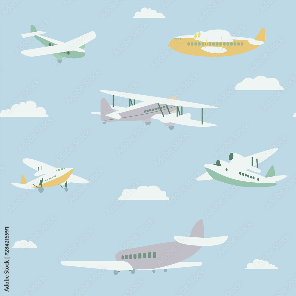 Airplanes pattern seamless design illustration