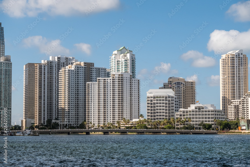 Fototapeta premium Miami, Florida, USA - May 30, 2019: View of Miami skyline on a sunny day