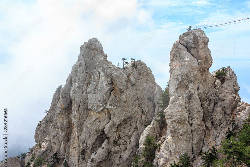 High cliffs of AI-Petri of Crimean mountains.