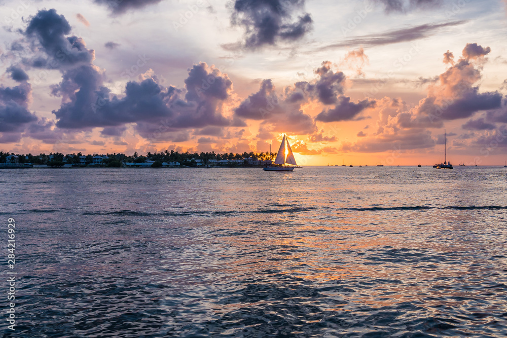Colorful sunset in Key West. Miami, Florida
