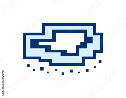 Vector pixel art cloud with falling snow