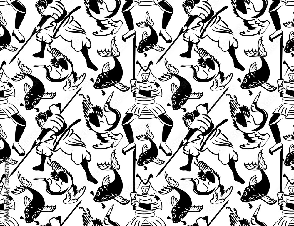 Obraz premium Samurai pattern seamless design illustration