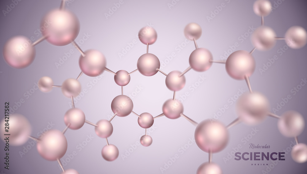 3d molecules vector design. Science abstract illustration background with molecular structure. Atoms model, scientific banner for medicine, biology, chemistry or physics template 3d molecules vector design. Science abstract illustration background with molecular structure. Atoms model, scientific banner for medicine, biology, chemistry or physics template