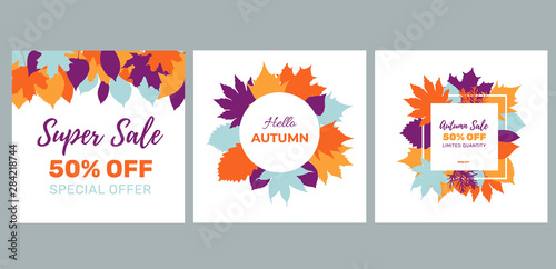 set of autumn sale banners