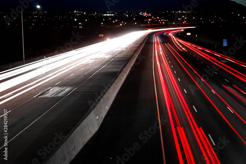 traffic in city at night