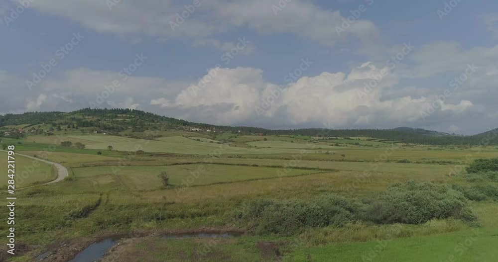 Aerial view on forest and green fields in the beautiful nature. Aerial view on forest and green fields in the beautiful nature.