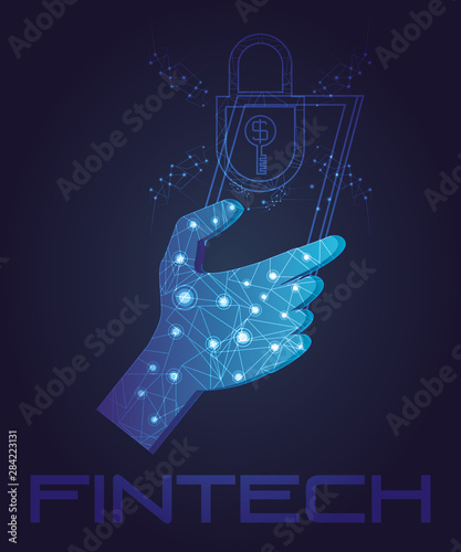 hand using smartphone with fintech concept