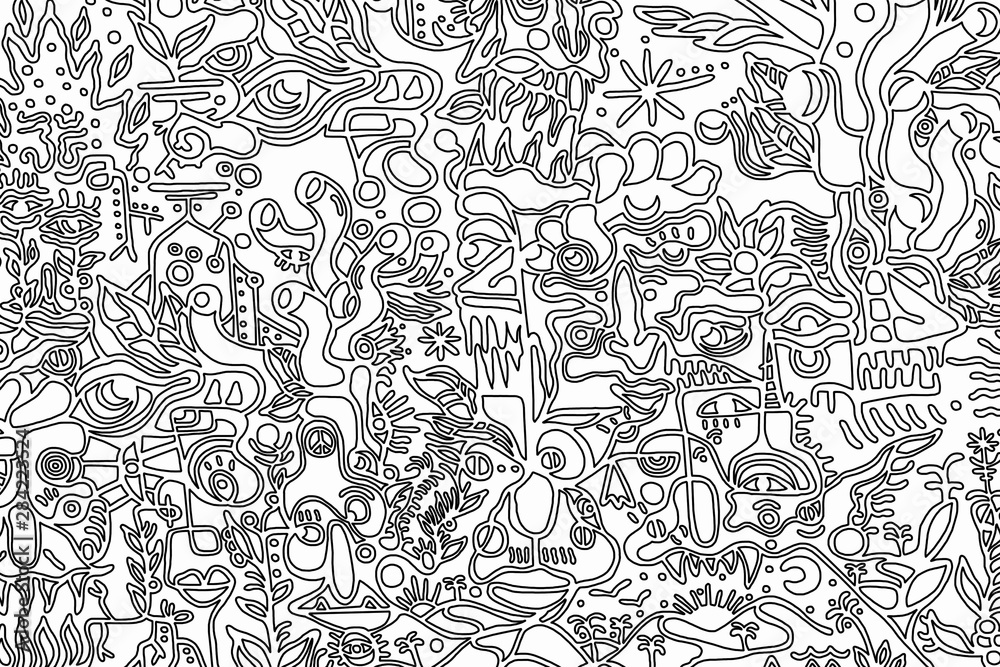 Obraz premium Black and white pattern on white background, abstract design