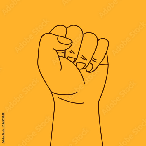 Raised fist - symbol of victory, strength, power and solidarity. Or rock simbol in rock, paper, scissors game. Flat vector icon for apps and websites