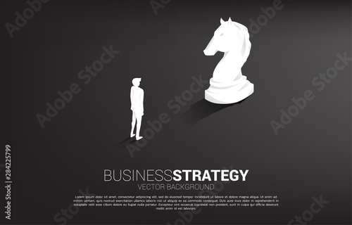 businessman and knight chess piece 3D silhouette vector. icon for business planning and strategy thinking
