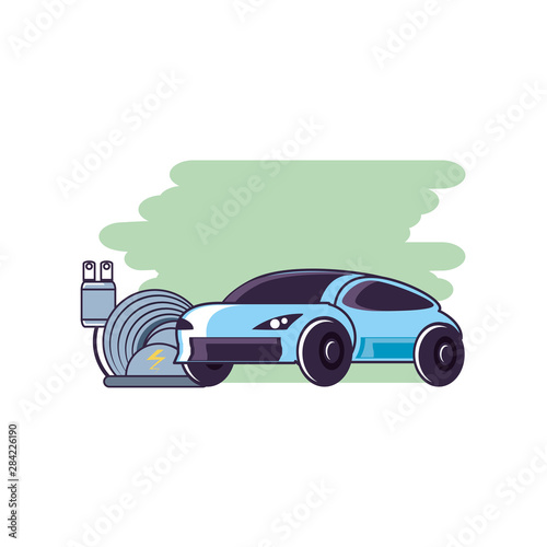 car sedan transportation with energy plug electric