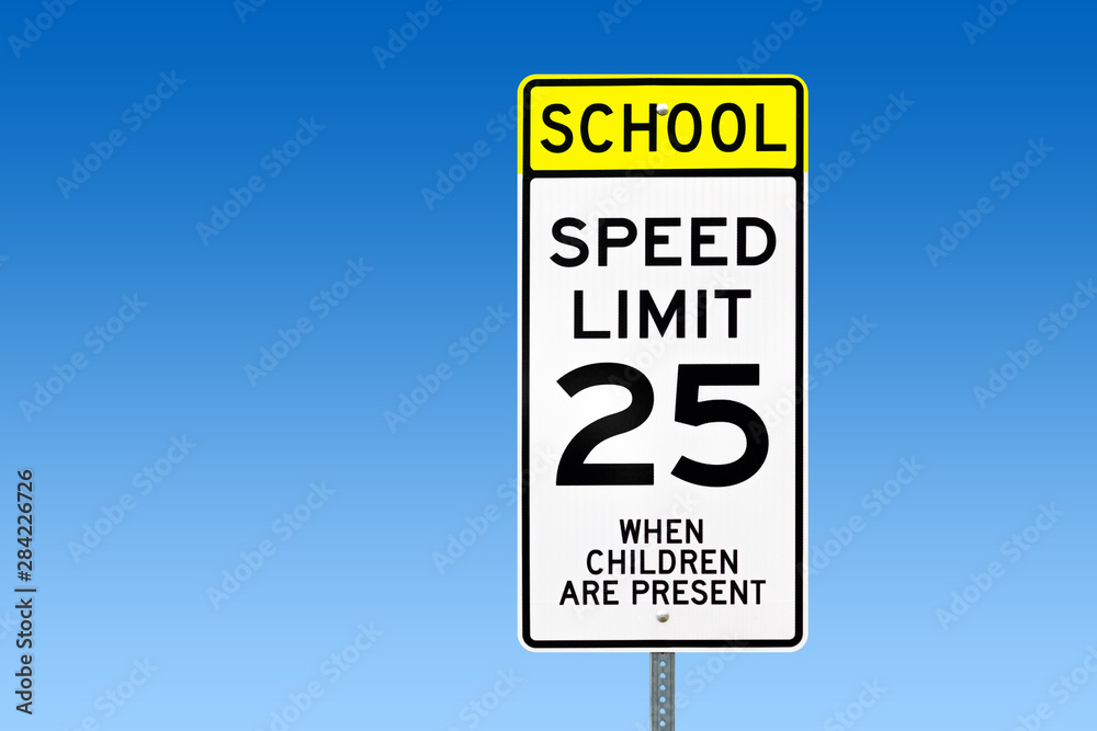 School Speed Limit 25 Road Sign