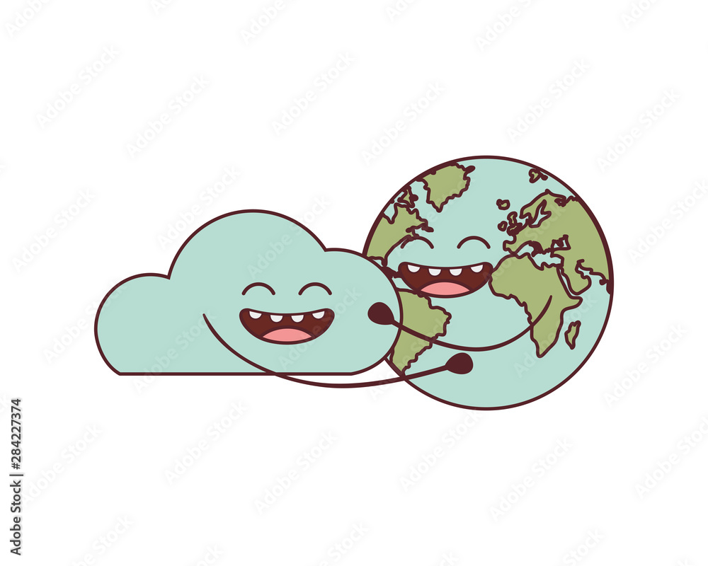 planet earth kawaii isolated icon vector illustration planet earth kawaii isolated icon vector illustration