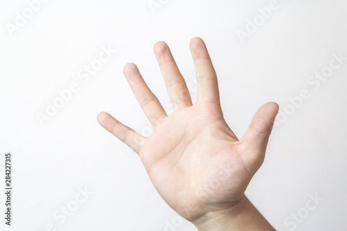 open palm, five fingers