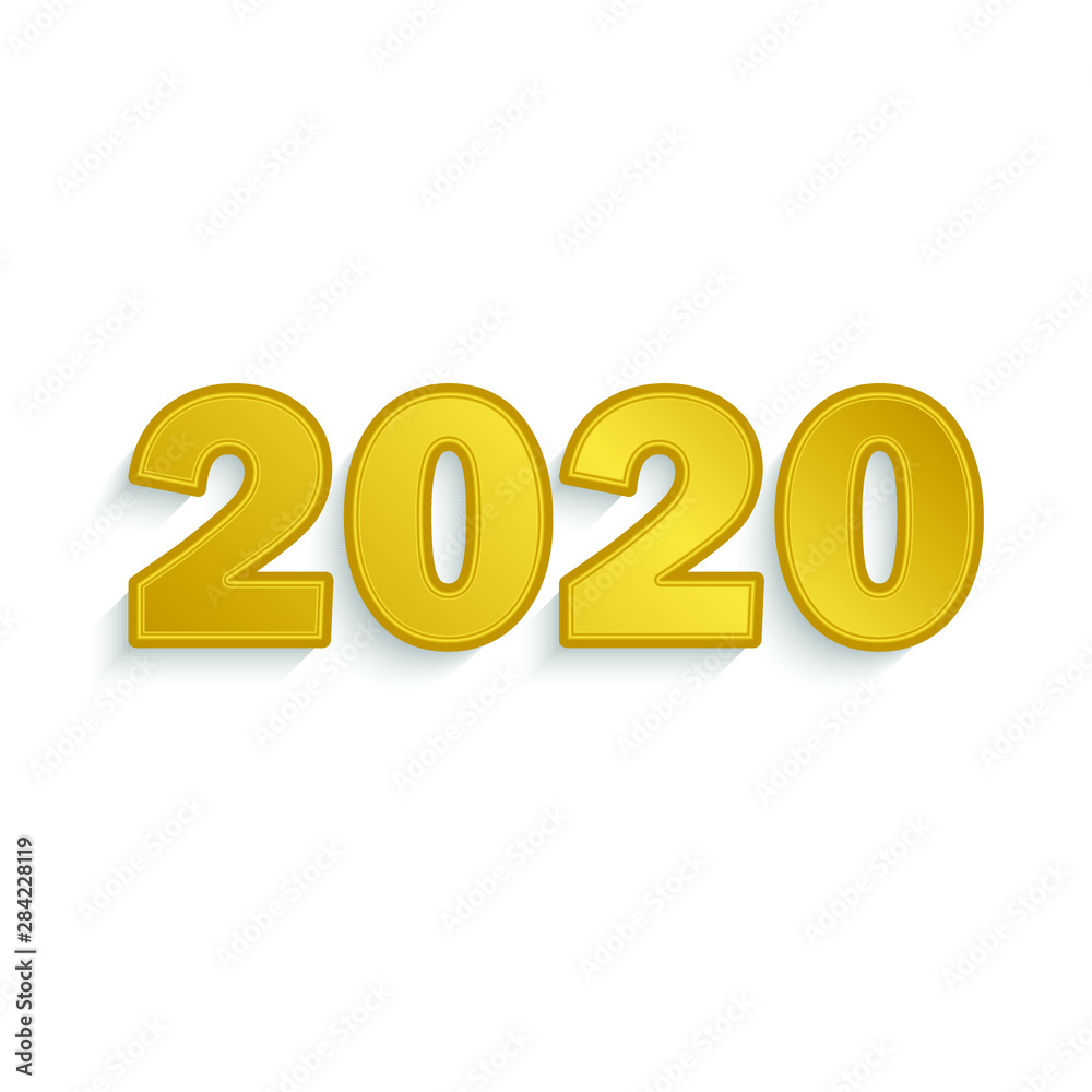 Happy new year 2020. gold text lettering Happy new year 2020. gold text lettering