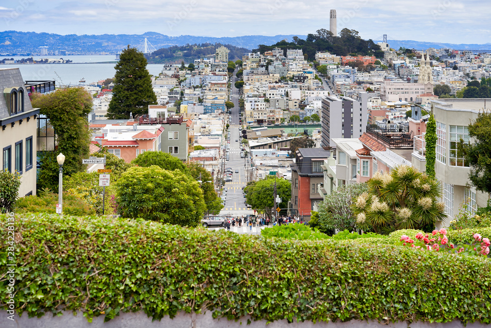 View Of Lombard Street, The Crookedest Street In The World, San Francisco, California