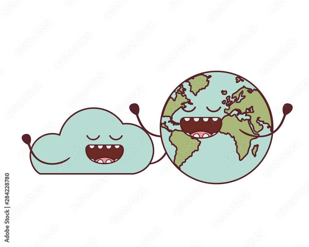 Fototapeta premium planet earth kawaii isolated icon vector illustration