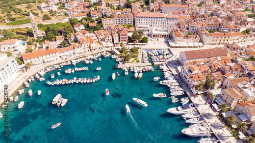 The Hvar harbour in Croatia from above photo