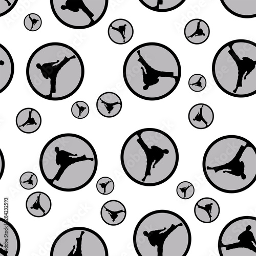 Seamless Texture Pattern Karate Fighter presswall. Vector, EPS.