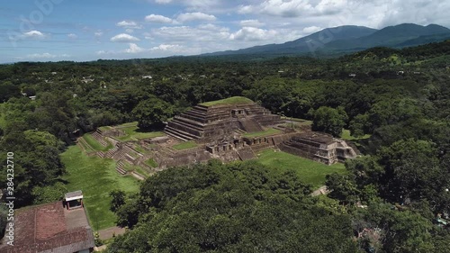 An aerial view of the archeological site of Tazumal in El Salvadoer