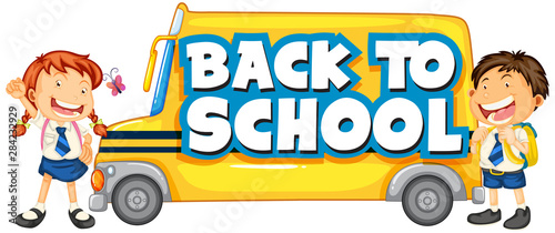 Back to school template with school bus