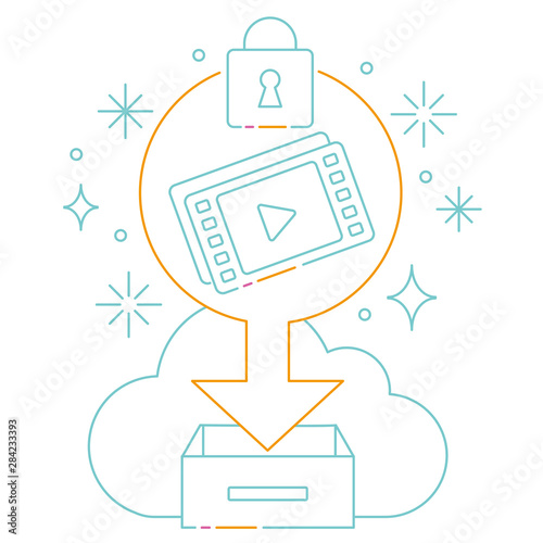 3色の線画のウィルスブロック