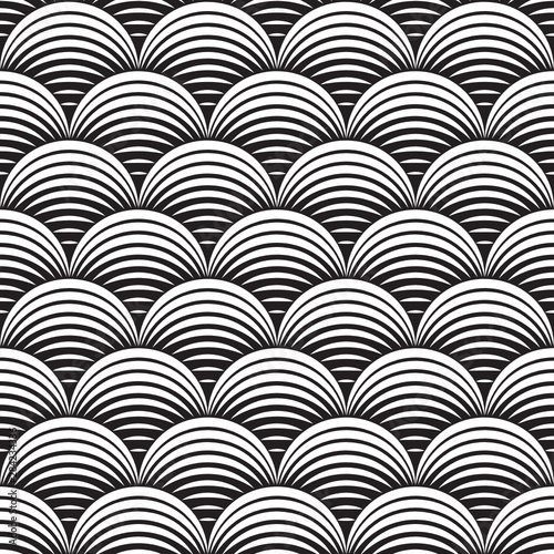 Vector geometric seamless pattern. Modern geometric background. Monochrome repeating pattern with circles.