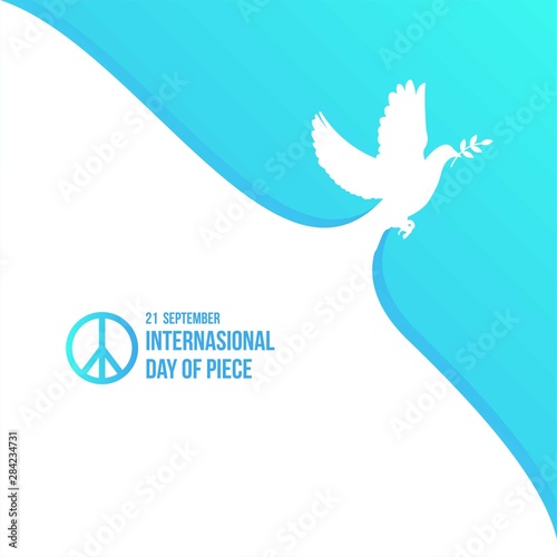 White dove for International Peace Day poster vector illustration