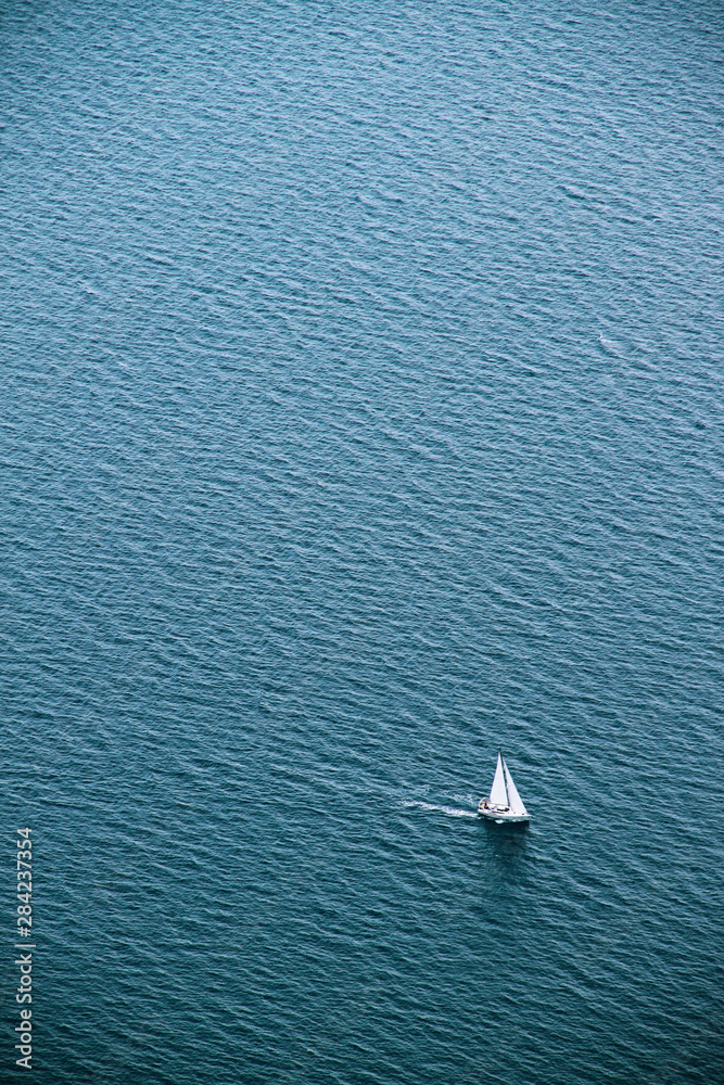 Top view of sailing boats