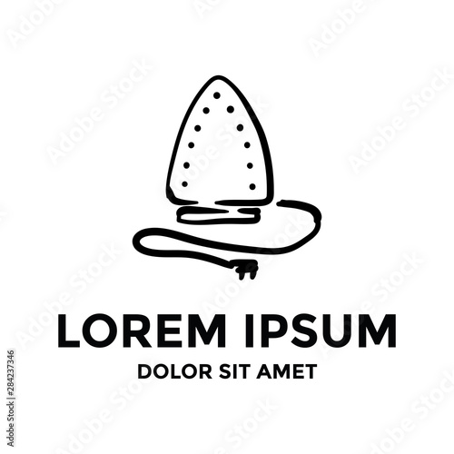 An iron clothes for laundry logo design