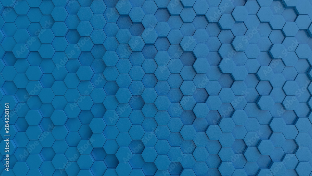 Hexagonal light blue background texture. 3d illustration, 3d rendering