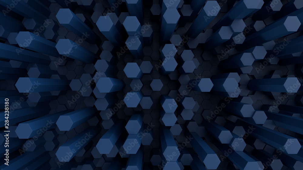 Hexagonal dark blue background texture. 3d illustration, 3d rendering Hexagonal dark blue background texture. 3d illustration, 3d rendering