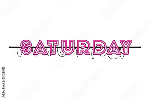 saturday label in neon light icon
