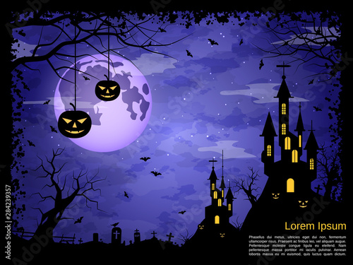 Halloween scary night vector background