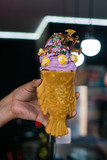 Taiyaki con helado de taro