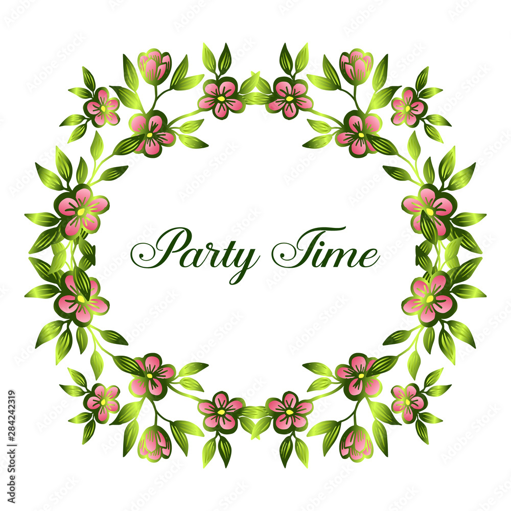Fototapeta premium Design template for party time, vintage frame, with beautiful flower. Vector