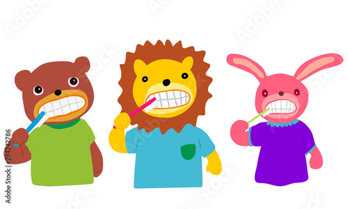 brushing teeth animals 歯磨きする動物