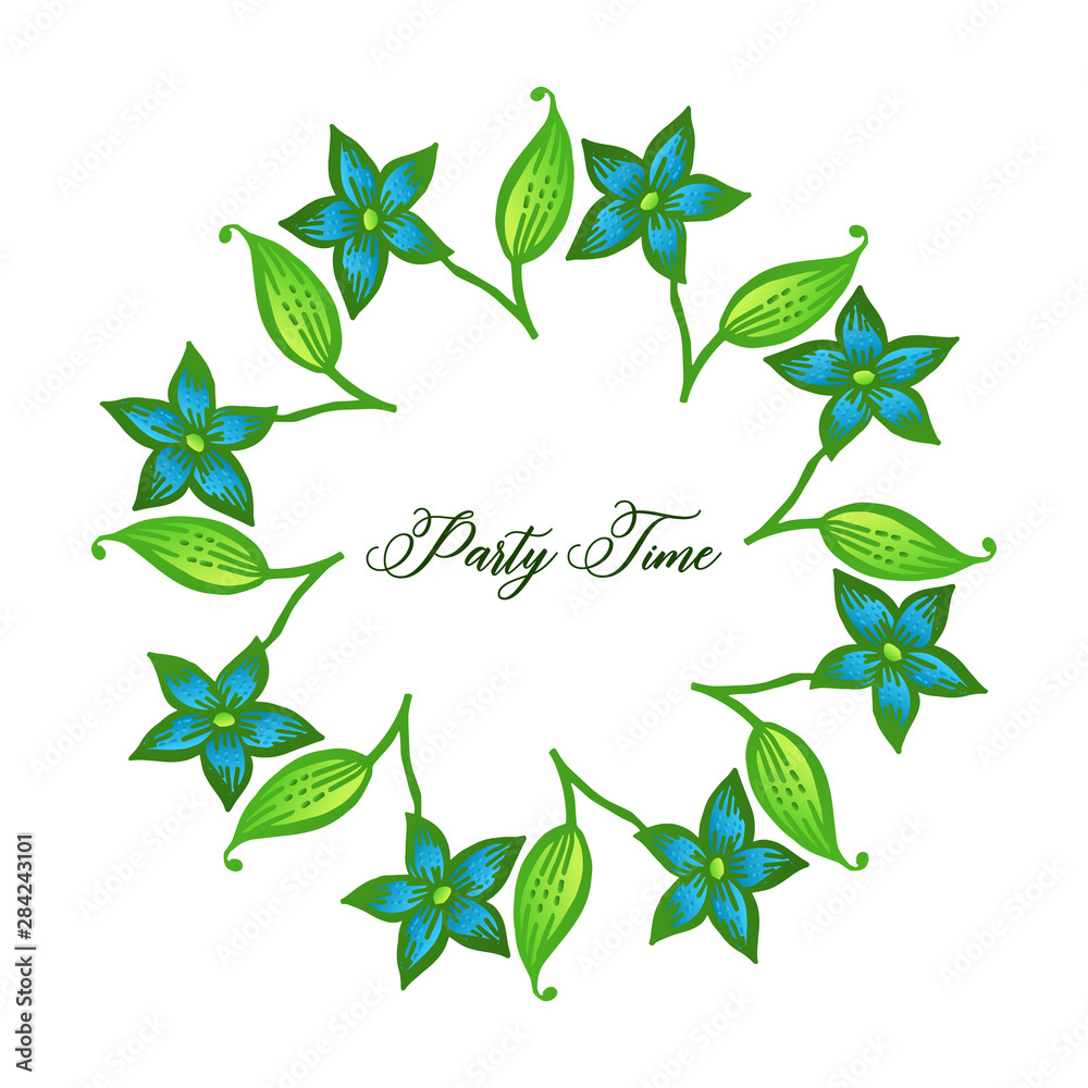 Party time, decorative of frame, for wreath in blue colors. Vector